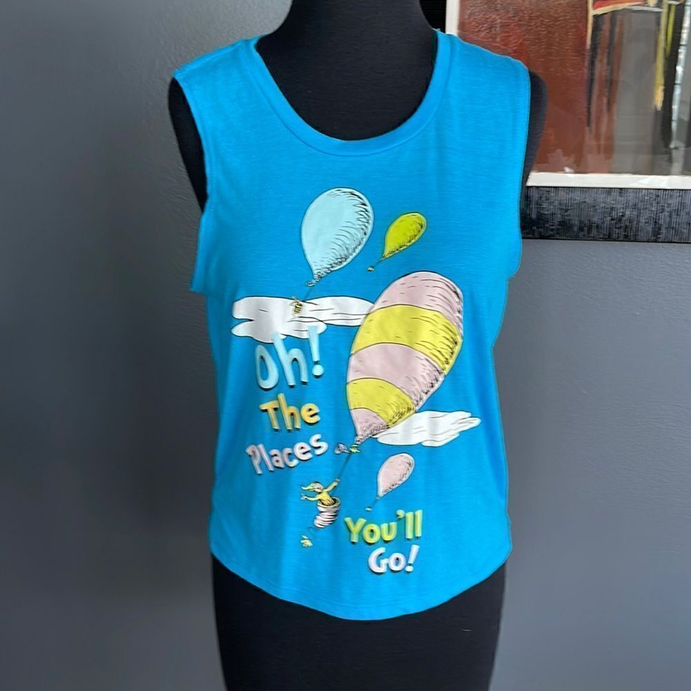 Dr. Suess royal blue graphic tank. New. XS.